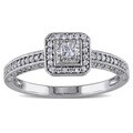 Miadora 10k White Gold 1/4ct TDW Diamond Promise Halo Ring (G-H, I1-I2)