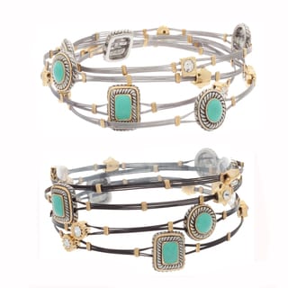 NEXTE Jewelry Turquoise Lucite and Rhinestone Cable Stack Bracelets