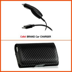 Premium T-Mobile myTouch 4G Carbon Fiber Style Belt Clip Case with Car Charger