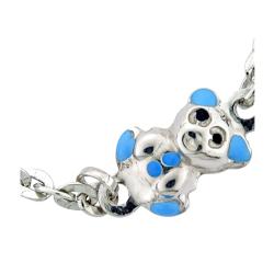 Sterling Silver Children's Enameled Bear Adjustable Bracelet
