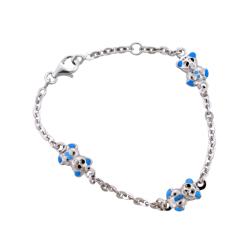 Sterling Silver Children's Enameled Bear Adjustable Bracelet
