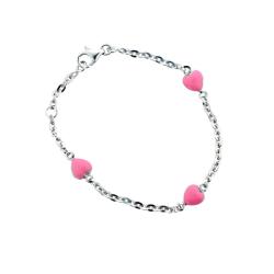 Sterling Silver Children's Enameled Heart Adjustable Bracelet