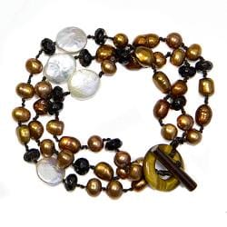 Adee Waiss Gold/ White Freshwater Pearl Bracelet (6-12 mm)