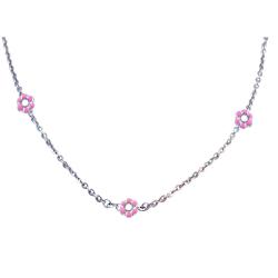 Sterling Silver Children's Enameled Flower Necklace