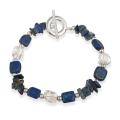 Stonique Creations Sterling Silver Lapis and Crystal Bracelet