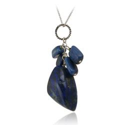 Stonique Creations Sterling Silver Lapis Cluster Necklace