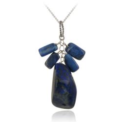 Stonique Creations Sterling Silver Lapis Cluster Necklace