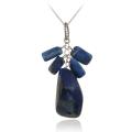 Stonique Creations Sterling Silver Lapis Cluster Necklace