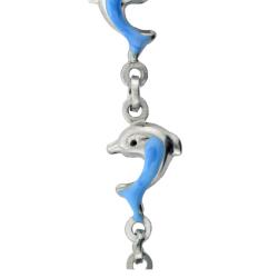 Sterling Silver Children's Linked Enameled Dolphin Bracelet