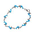 Sterling Silver Children's Linked Enameled Dolphin Bracelet