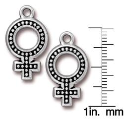 Silverplated Pewter Female Gender Symbol Charms (Set of 2)