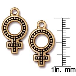 Goldplated Pewter Female Gender Symbol Charms (Set of 2)