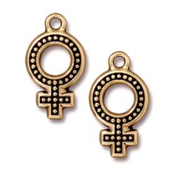 Goldplated Pewter Female Gender Symbol Charms (Set of 2)