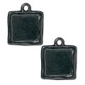 Black Pewter Square Picture Frame Charms (Set of 2)