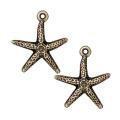 Brassplated Pewter Starfish Charms (Set of 2)
