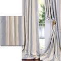 Baby Blue/ Tan Striped Faux Silk Taffeta 120-inch Curtain Panel