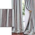 Mint Green/ Chocolate Striped Faux Silk Taffeta 96-inch Curtain Panel