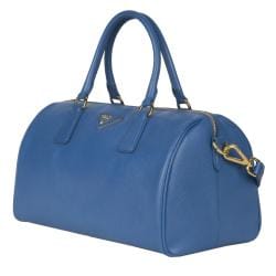 Prada \u0026#39;Saffiano Lux\u0026#39; Blue Leather Bowler Bag - 13486115 ...