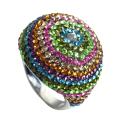 Sterling Silver Multicolor Crystal Ring