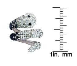 Sterling Silver White and Black Crystal Snake Ring