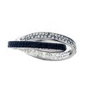 Sterling Silver Tri-tone Crystals Intertwined Ring