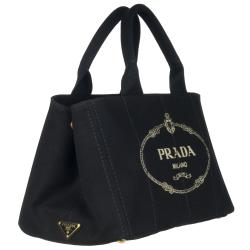 Prada BN1877 Black Canvas Tote Bag - 13492616 - Overstock.com ...  