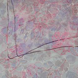 Hand-spun Silk Embroidered Shimmery Flowers Pink Scarf (India)