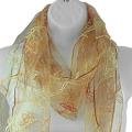 Hand-spun Silk Embroidered Small Daisy Gold Scarf (India)