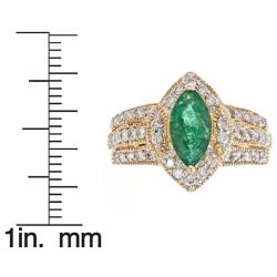 Dyach 14k Yellow Gold Emerald and 3/5ct TDW Diamond Ring (G-H, I1-I2)