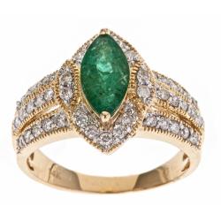 Dyach 14k Yellow Gold Emerald and 3/5ct TDW Diamond Ring (G-H, I1-I2)