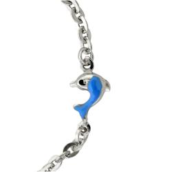 Sterling Silver Children's Enameled Dolphin Necklace
