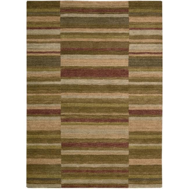 Hand tufted Brown Landscape Stripe Rug (55 x 74)