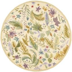 Hand-hooked Chelsea Gardens Ivory/ Multi Wool Rug (4' Round)
