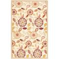 Hand-hooked Floral Garden Ivory/ Pink Wool Rug (5'3 x 8'3)