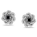 Miadora Sterling Silver 1/2ct TDW Black and White Diamond Earrings (G-H, I3)