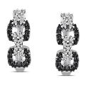 Sterling Silver 1/3ct TDW Black and White Diamond Earrings (G-H, I3)