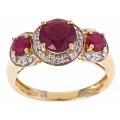 Dyach 10k Yellow Gold Ruby and 1/8ct TDW Diamond Fashion Ring (G-H, I1-I2)