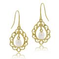 10k Yellow Gold Freshwater Pearl Dangle Earrings (2-3 mm)