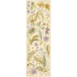 Hand-hooked Chelsea Gardens Ivory/ Multi Wool Runner (2'6 x 4')