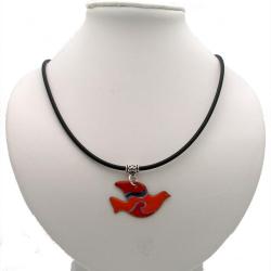 Enamel on Copper Red Dove Necklace (Chile)