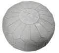 Leather White Pouf Ottoman (Morocco)