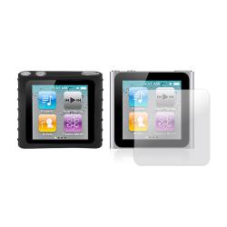Premium Apple iPod Nano 6th Gen Black Silicon Case and Screen Protector