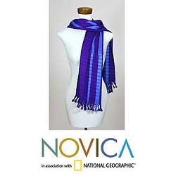 Rayon 'Sapphire Mockingbirds' Scarf (Guatemala)