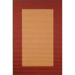 Woven Solid Border Red Rug (3'3 x 4'11)