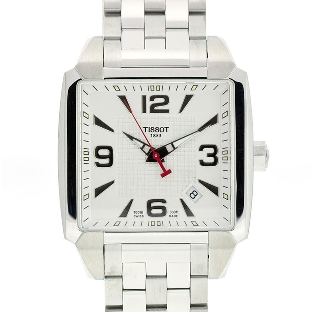Tissot Mens T Trend Quadrato Stainless Steel Silver Dial Watch