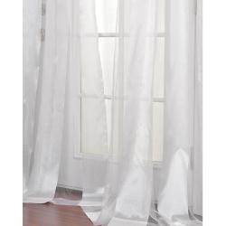 White Striped 108-inch Sheer Curtain Panel