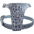 Silver Faux Crocodile Leather Dog Harness