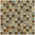 Somertile Reflections Square 1-inch Brixton Stone and Glass Mosaic Tiles (Pack of 10)