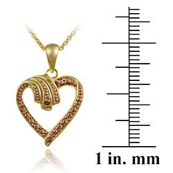 18k Gold over Sterling Silver Champagne Diamond Accent Heart Necklace