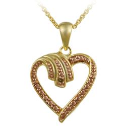 18k Gold over Sterling Silver Champagne Diamond Accent Heart Necklace